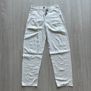 J Crew Relaxed Barrel Leg Linen Blend Pants Womens Size 00 Natural